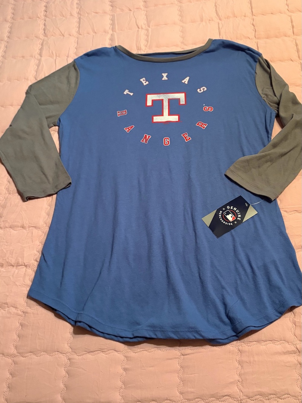 Texas Rangers Blue & Gray Raglan Sleeve Women's Top
